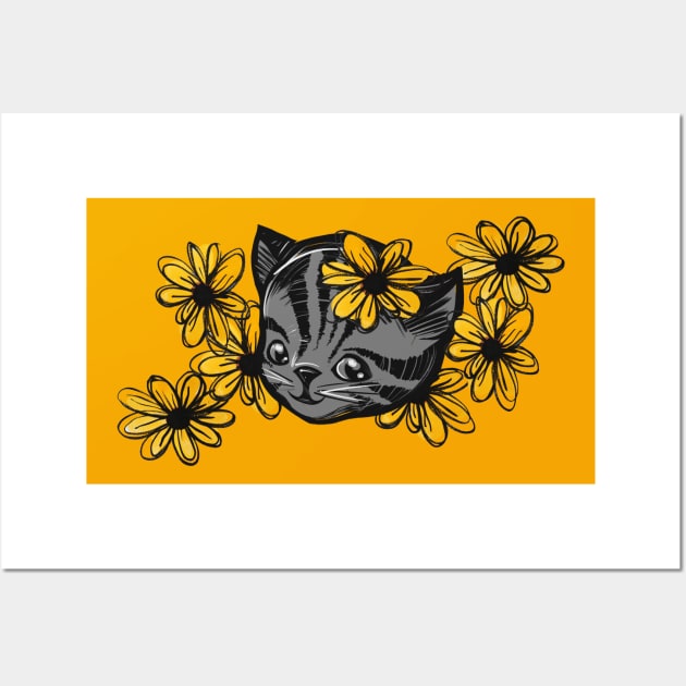 Tiger kitty Daisy Wall Art by bubbsnugg